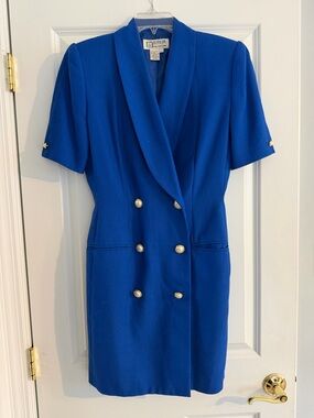 Vintage Royal Blue Double-Breasted Dress